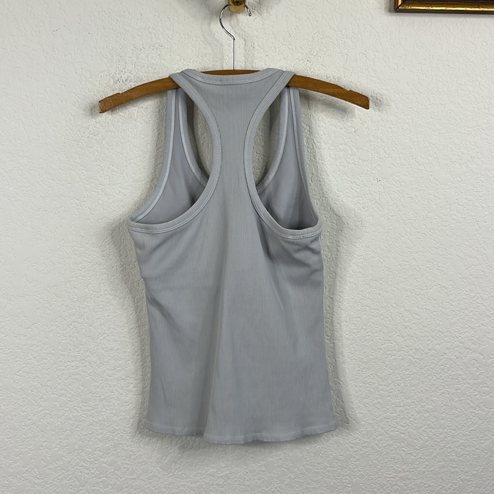 ALL ACCESS Session Ribbed Racerback Light Gray Tank Top REVOLVE BANDIER - Picture 3 of 6